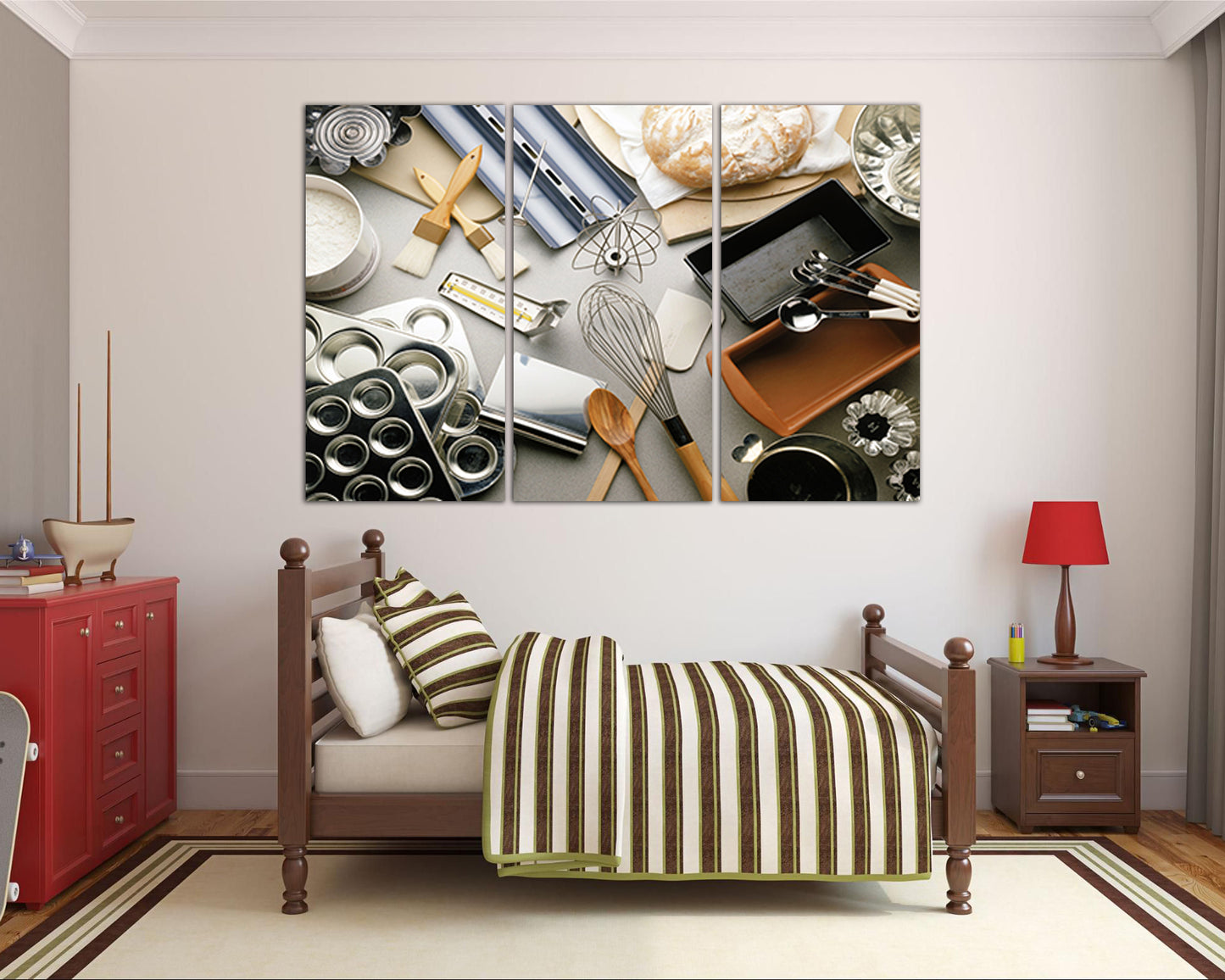 Baking tools Large canvas set Baking tools print Baking gifts Baking tools art Kitchen prints Food dining Bakery décor Kitchen wall art