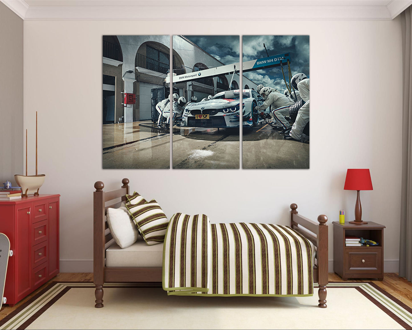 Multi panel canvas Car wall art Mechanism print Transport Muscle Automobile racing Pit stop Nursery art
