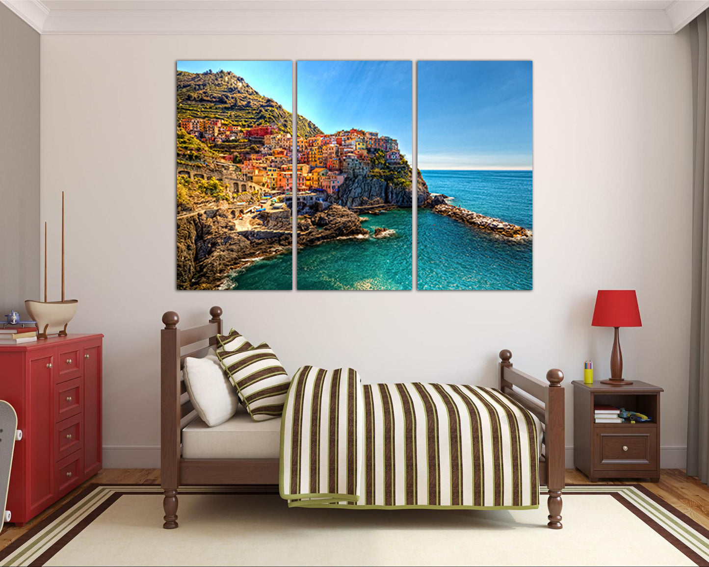Coast Manarola canvas Italy wall art Cinque terre park Ocean travel print