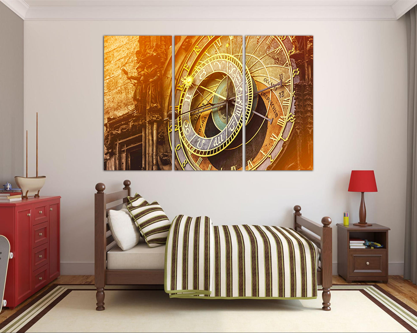 Print on canvas Astronomical clock Prague Czech art Mechanism decor
