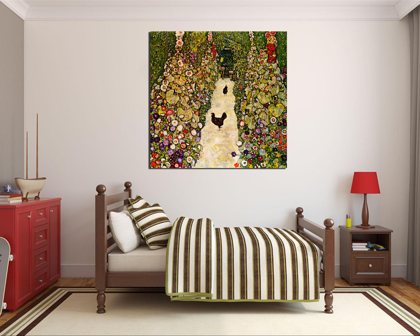 Garden path with chickens by Gustav Klimt print on canvas Reproduction art work