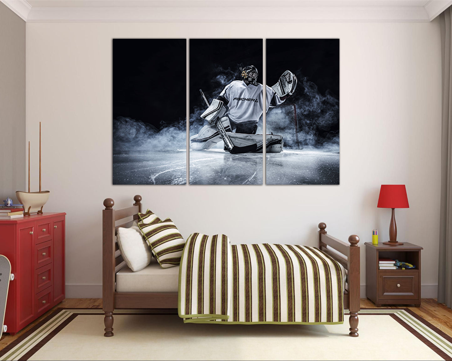 Hockey canvas Ice rink décor Winter sports Gift for boy