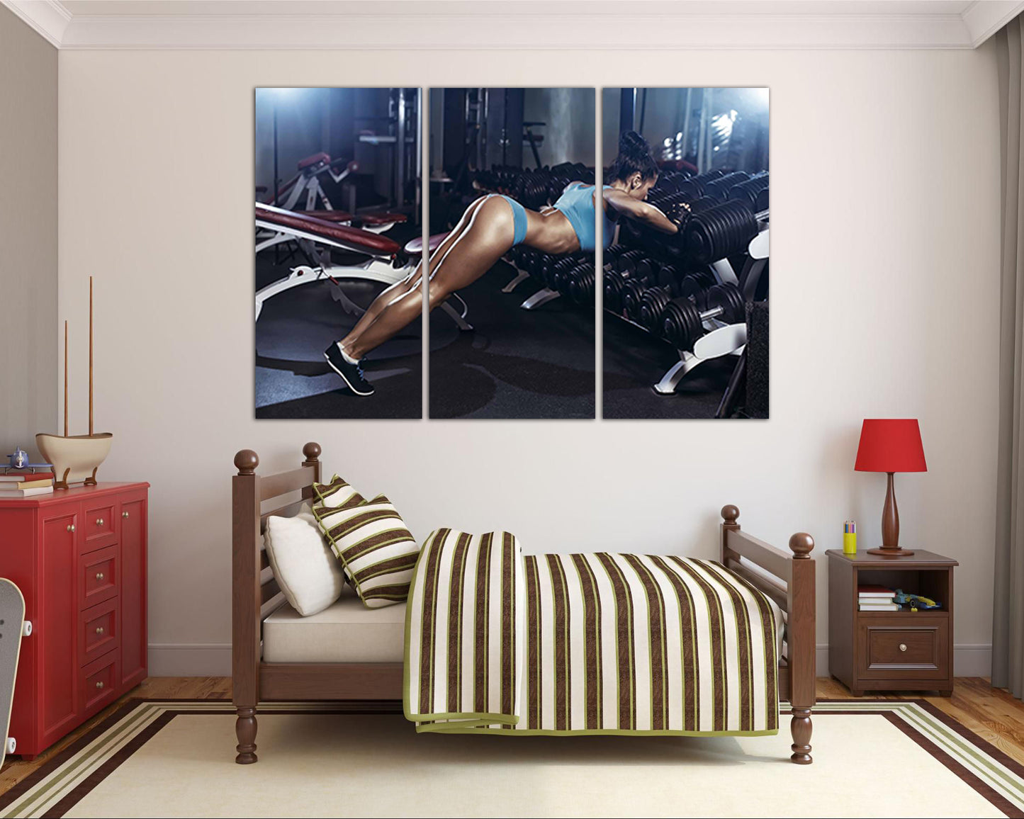 Fitness gym print Sports wall art Dumbbell canvas ready to hang