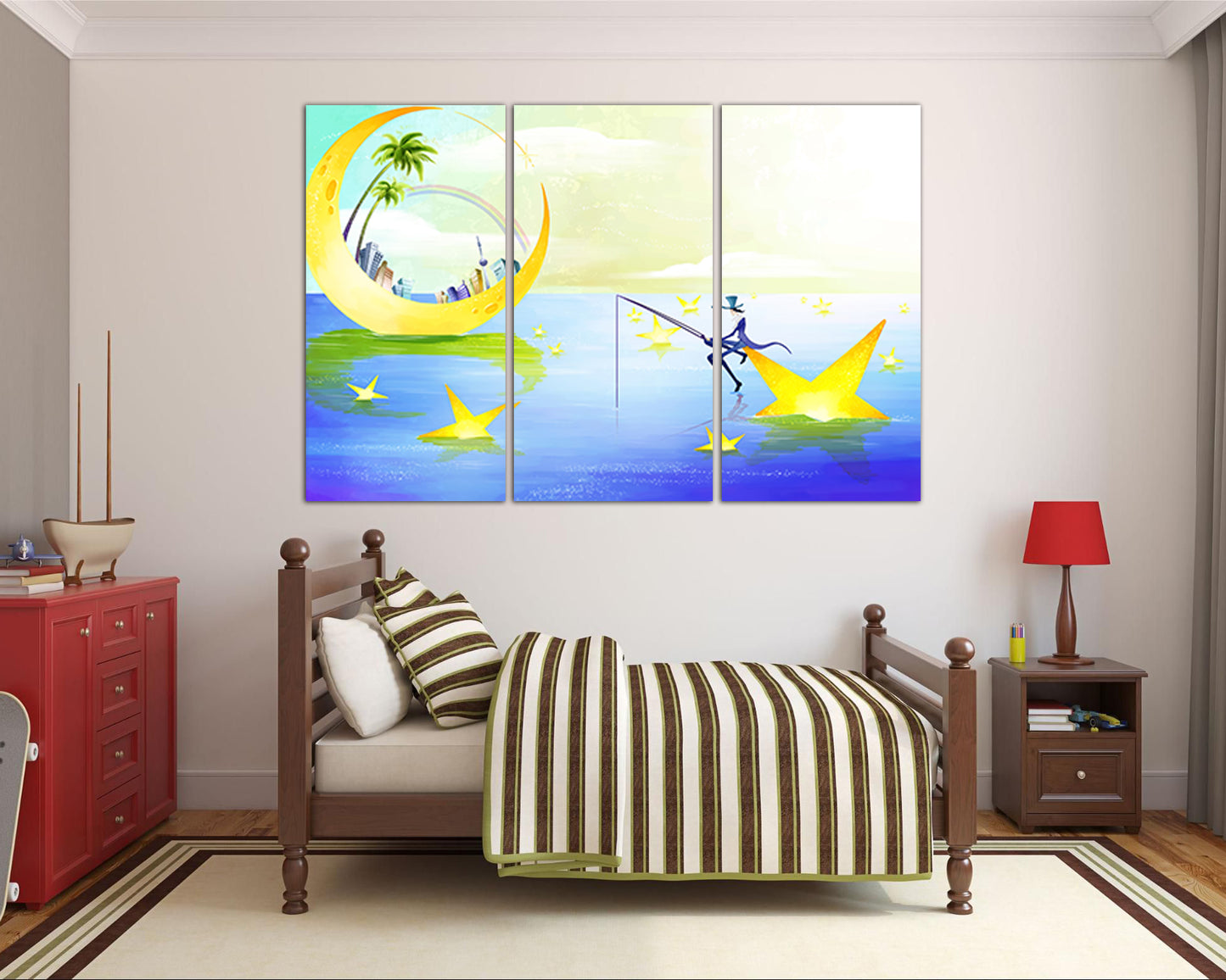 Magician canvas set Star tale print Kids fairy art Nursery decor Girl artwork Baby girl gift