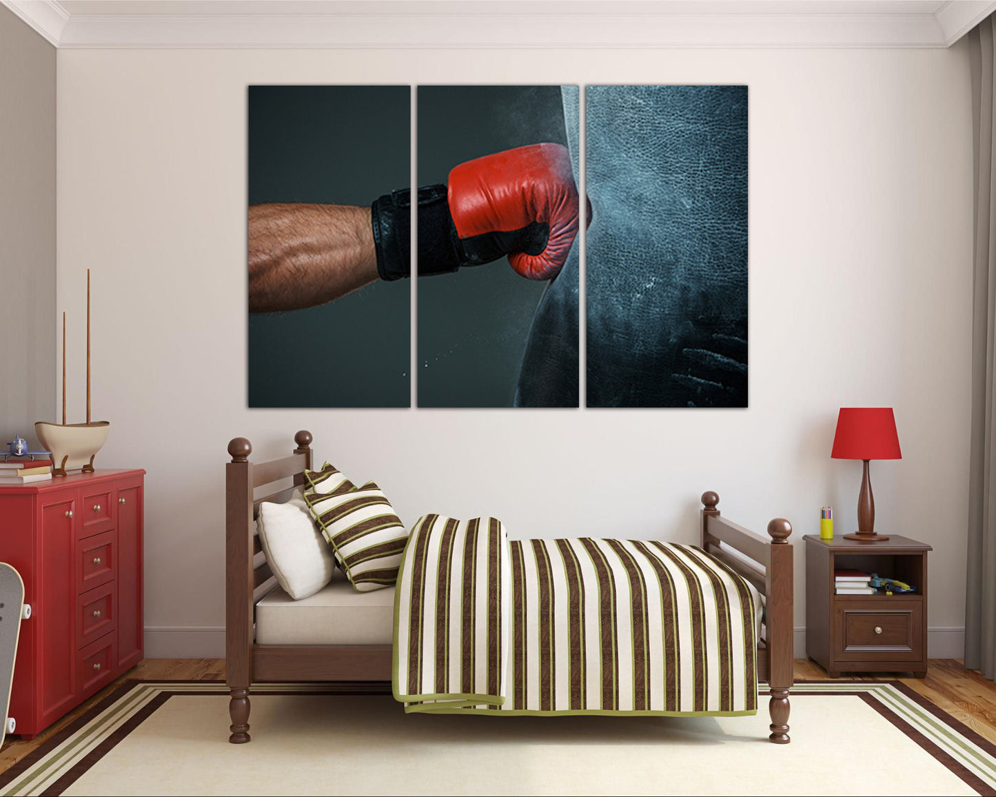 Boxing gloves canvas gallery wrap Sports décor Gym wall art Punching bag Kick in boxing