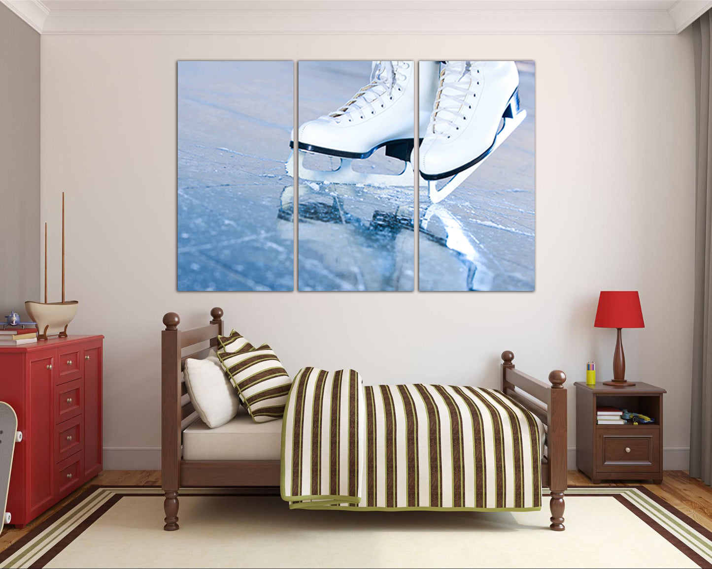 Ice skate canvas Figure skating gift ready to hang