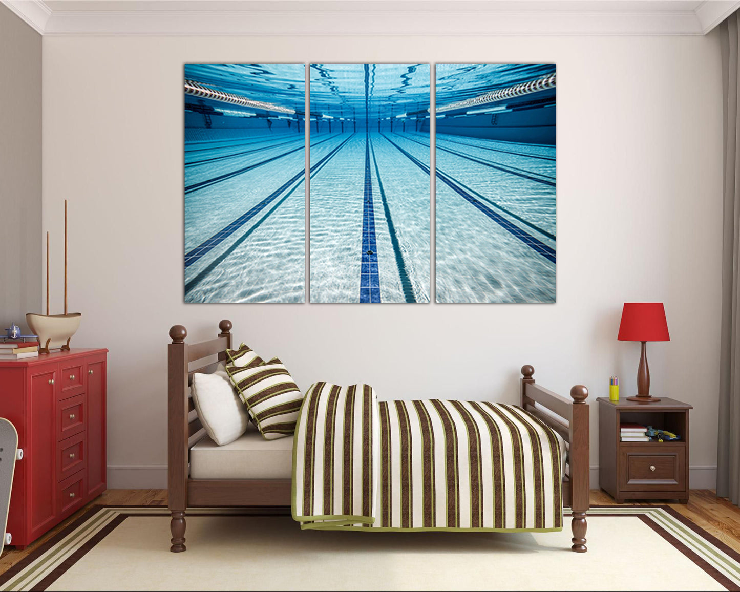 Large canvas set Pool print Sports decor Swimming photo Swimmer art Gift to swimmer