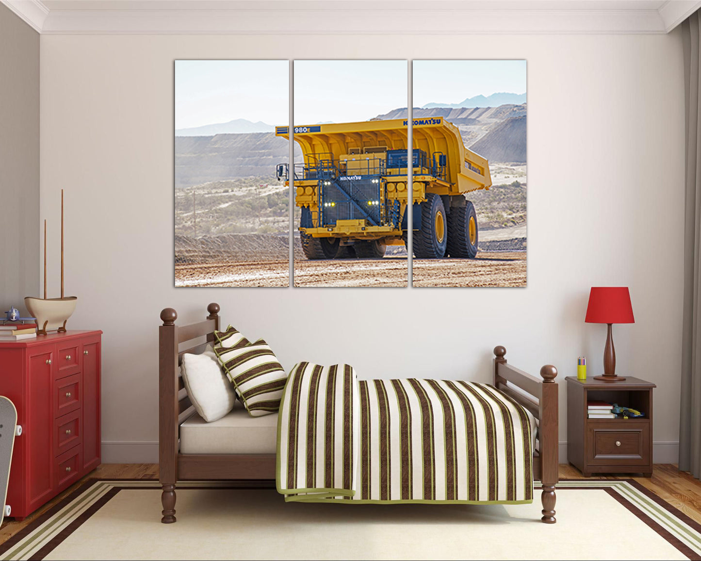 Large canvas set Dump truck canvas Mechanism decor Transport vehicles Truck gift