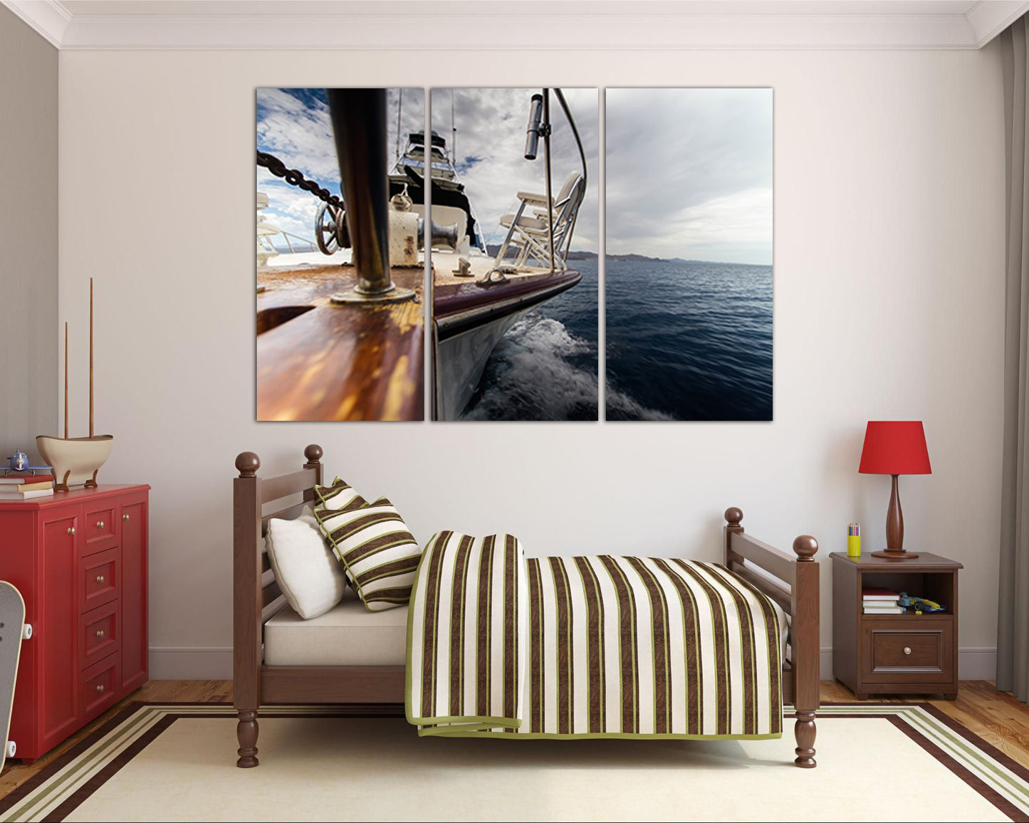 Print on canvas Yacht wall art Mechanism decor Ship print Travel gift Wave sea