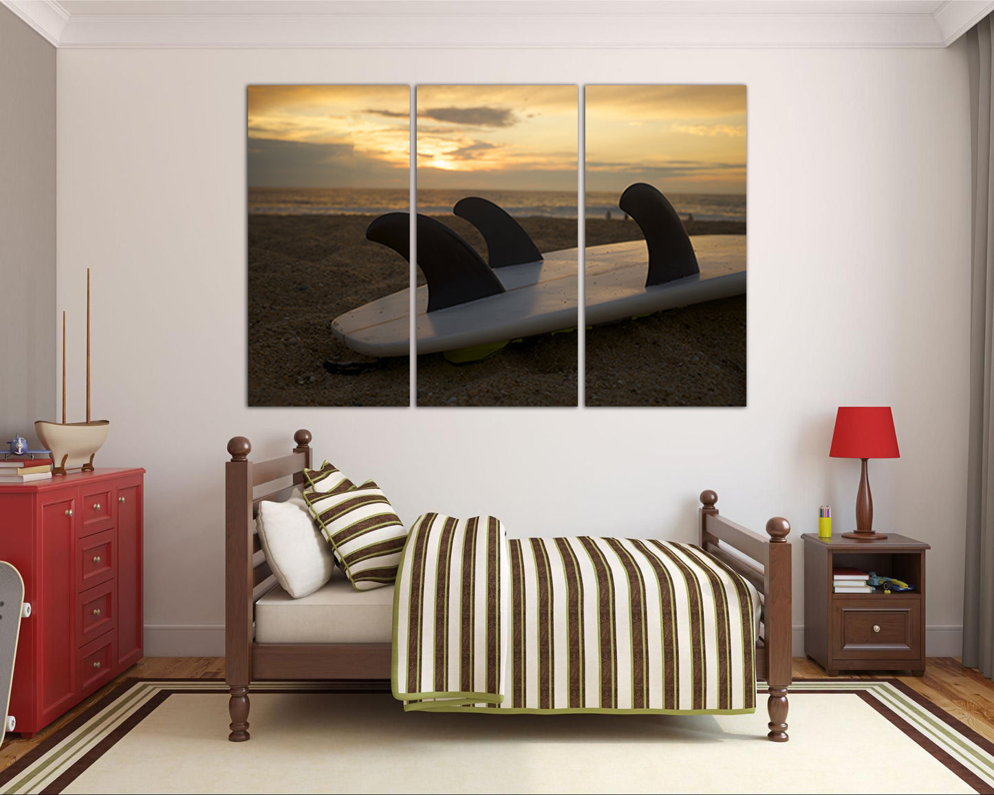Surfboard Print on canvas Surfing decor Wave wall art sea beach sport