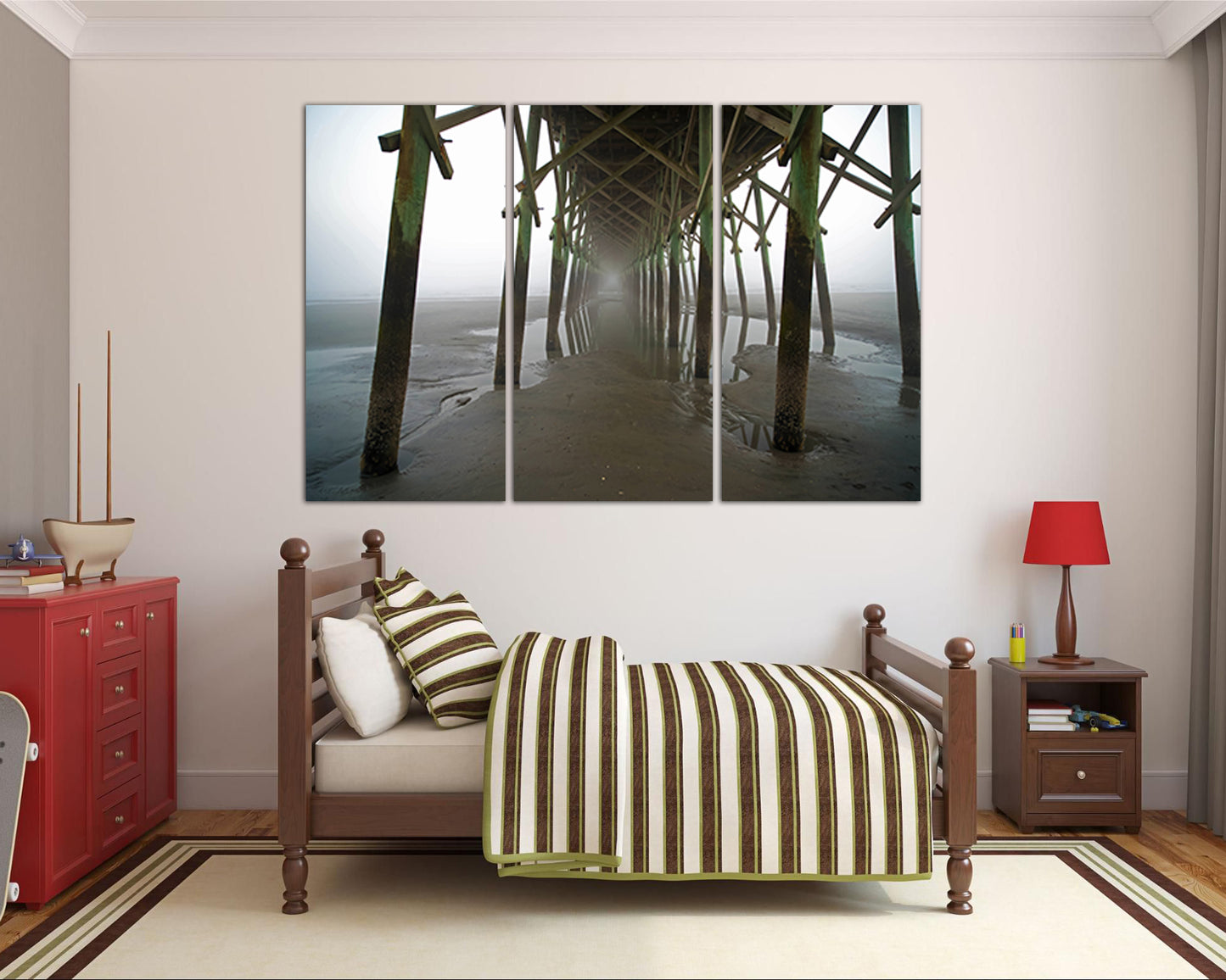 Under the pier Carolina beach canvas Ocean print nature décor Seascape