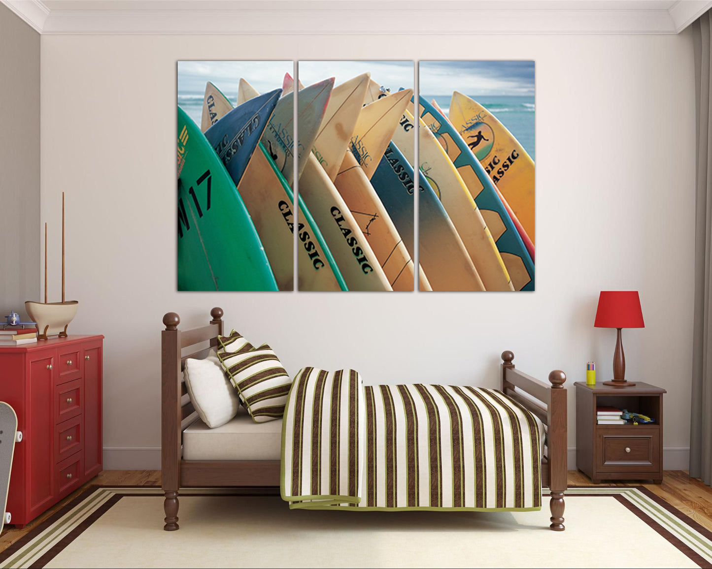 Surfboard Wall art canvas Surfing sports decor Surf print Wave sea beach