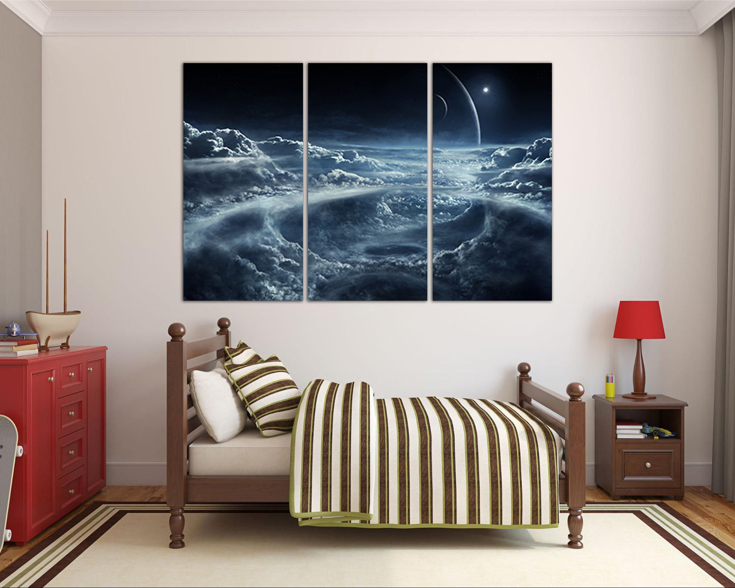 Print on canvas Space craters wall art Universe decor Planet gift