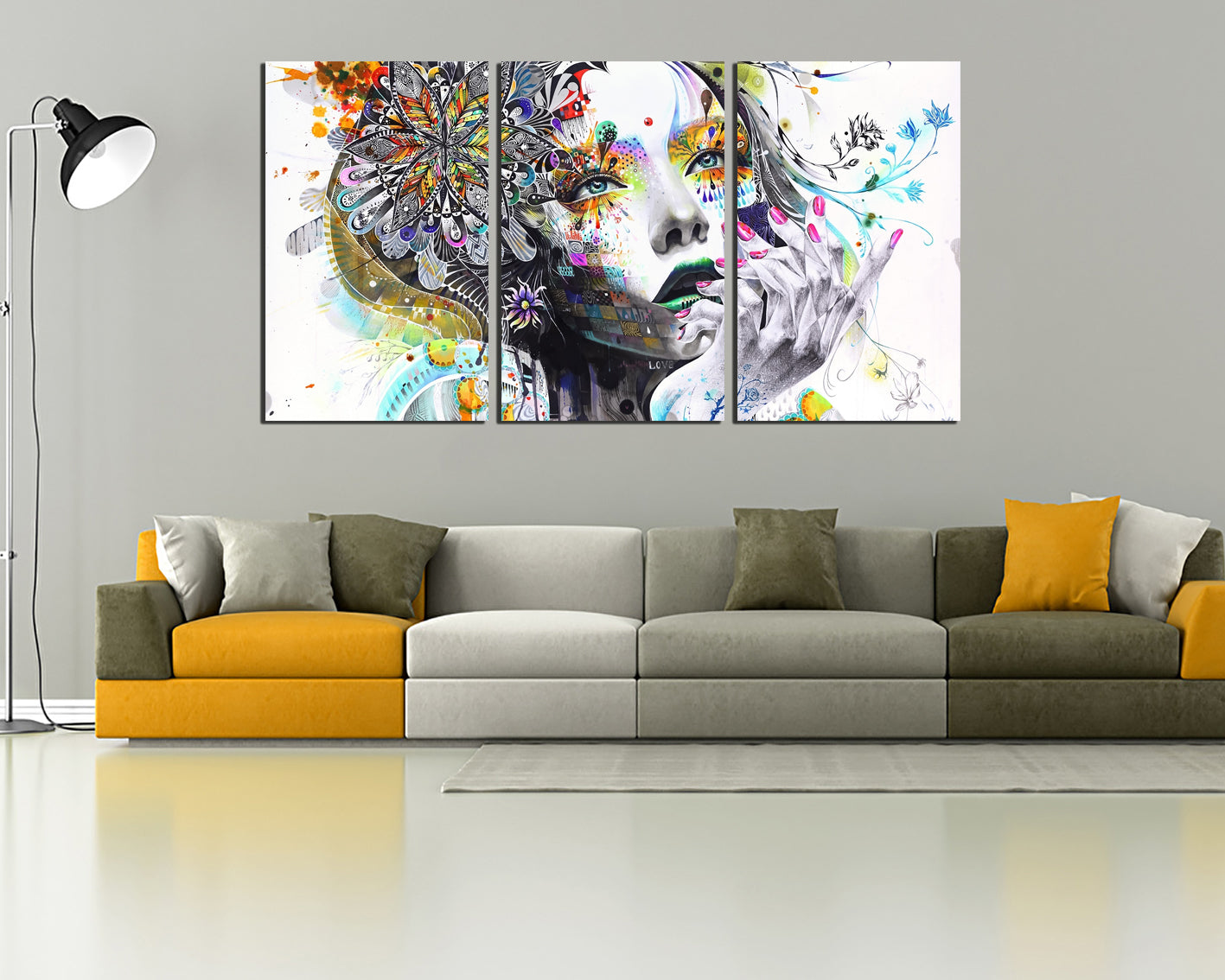 Painting face girl dreams painting print on canvas Abstraction art works