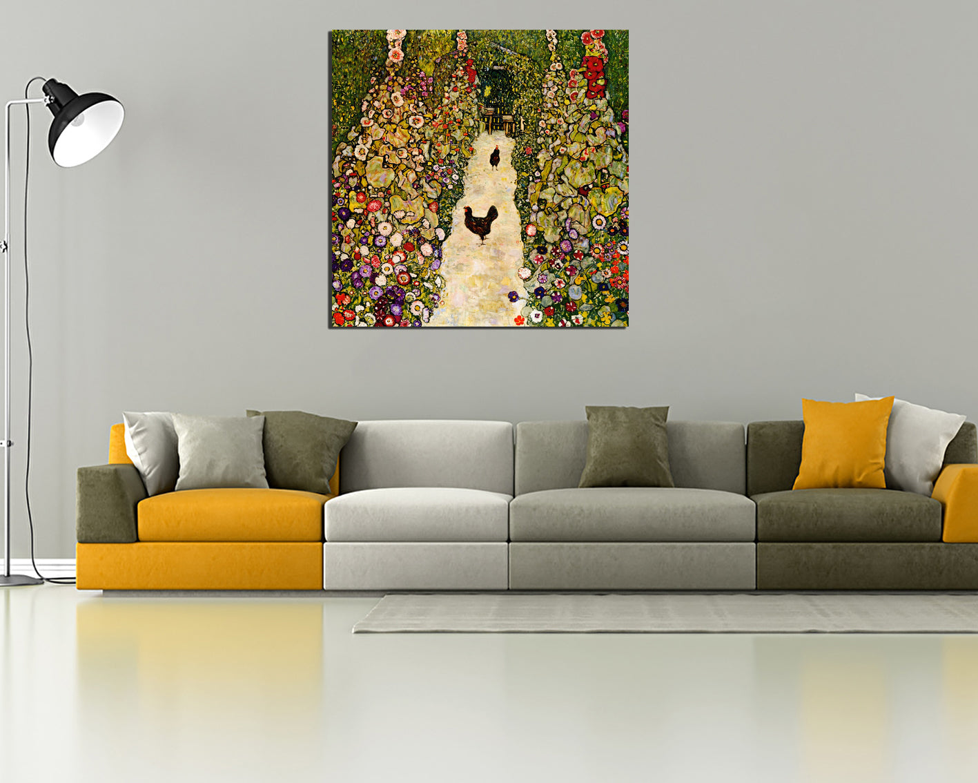 Garden path with chickens by Gustav Klimt print on canvas Reproduction art work