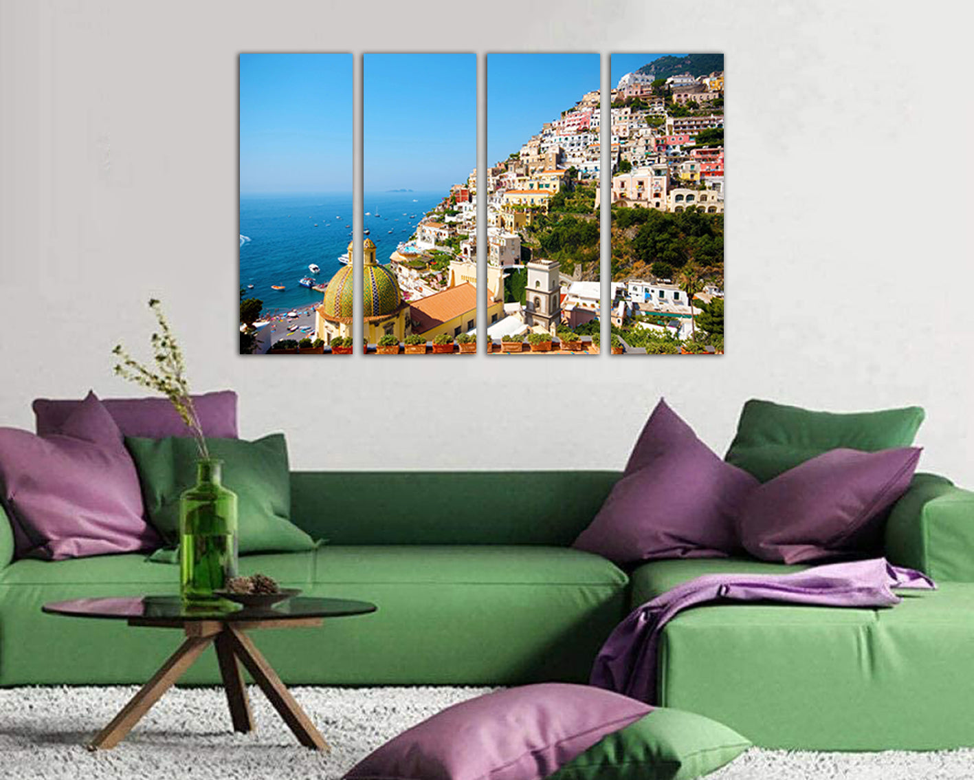Amalfi coast canvas Positano décor Italy travel wall art Beach print ready to hang