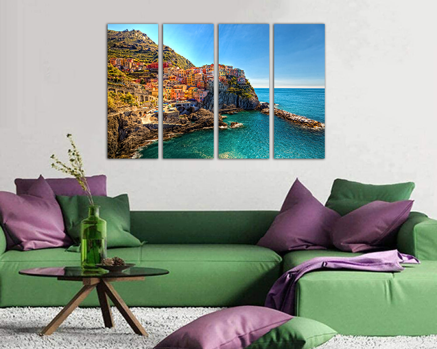 Coast Manarola canvas Italy wall art Cinque terre park Ocean travel print