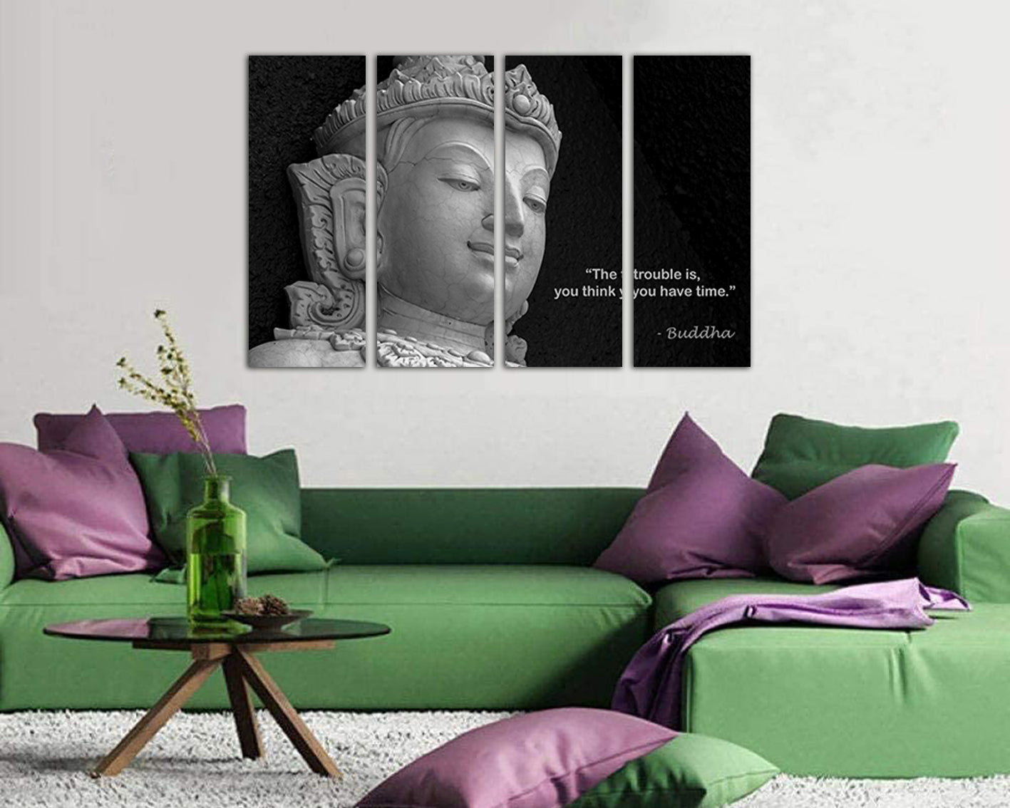 Buddha statue canvas Wall art décor Spiritual artwork Buddhist gift Ancient Asia Buddhism print