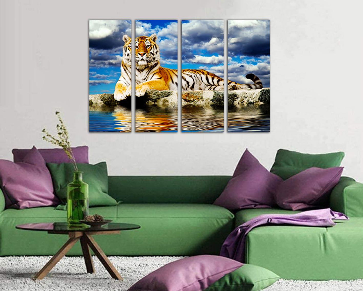 Tiger canvas set Animals decor Gift for his Wild life wall art Ready to hang