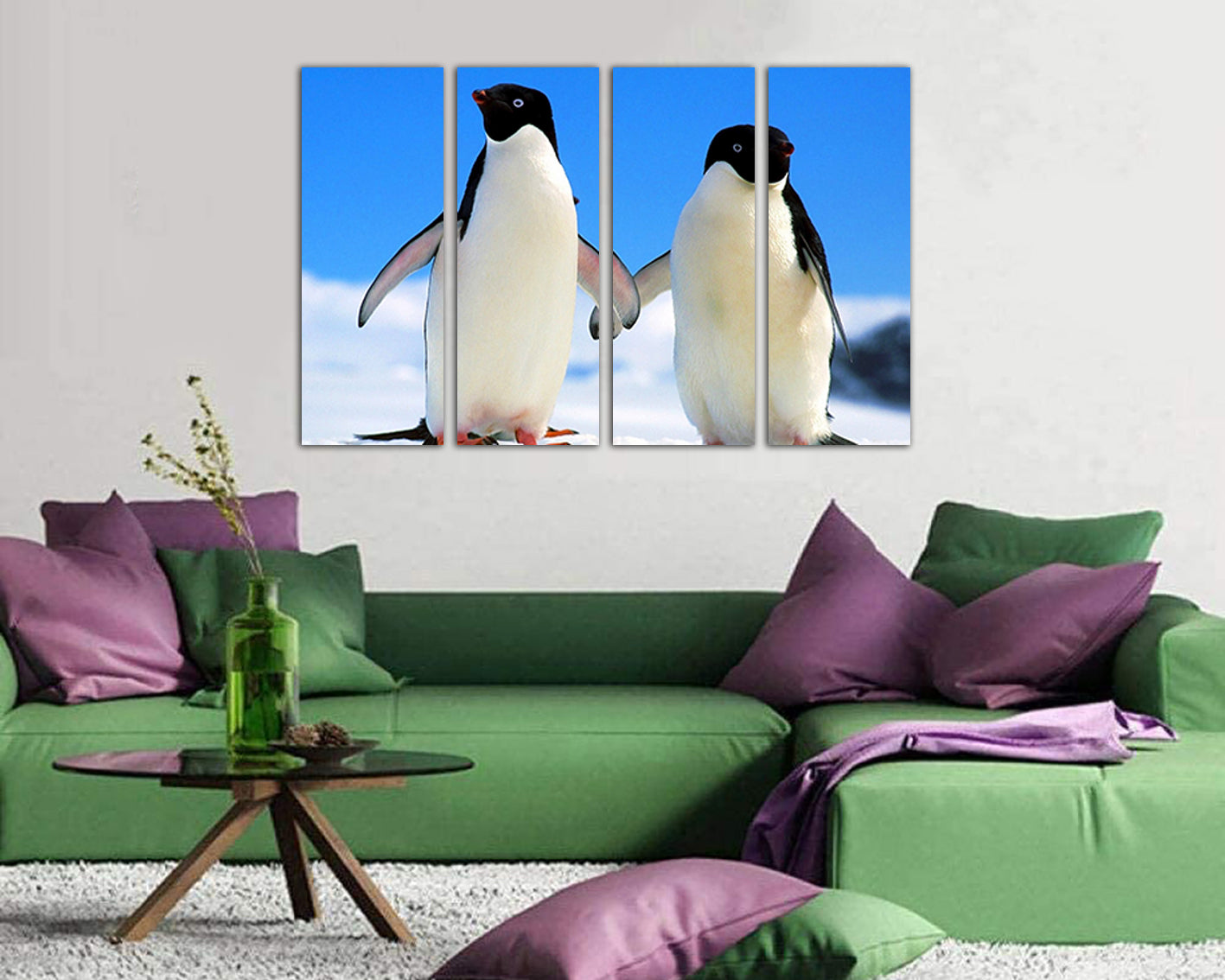 Penguin canvas wall art Animals decor Home décoration Snow print