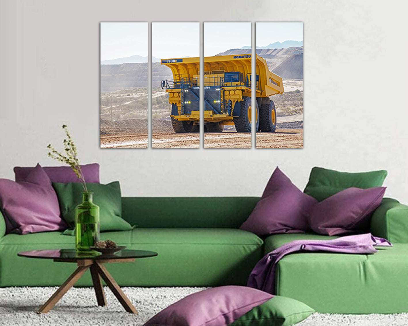 Large canvas set Dump truck canvas Mechanism decor Transport vehicles Truck gift