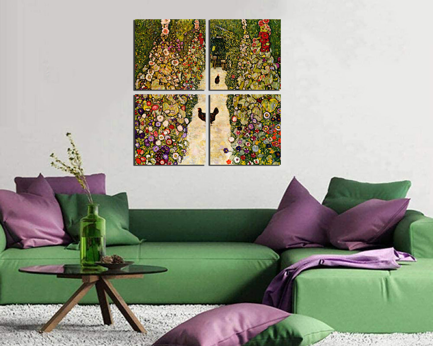 Garden path with chickens by Gustav Klimt print on canvas Reproduction art work