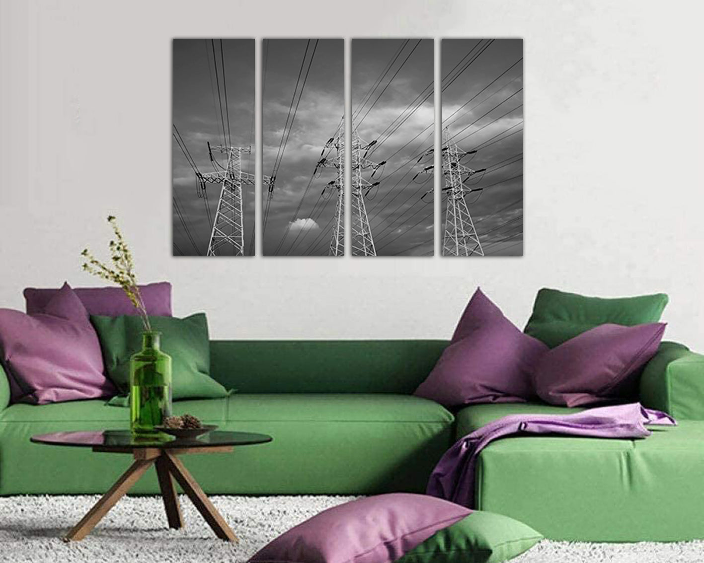 Wall art canvas High voltage print Mechanism industrial Power lines decor Electric cables Lineman Electricity