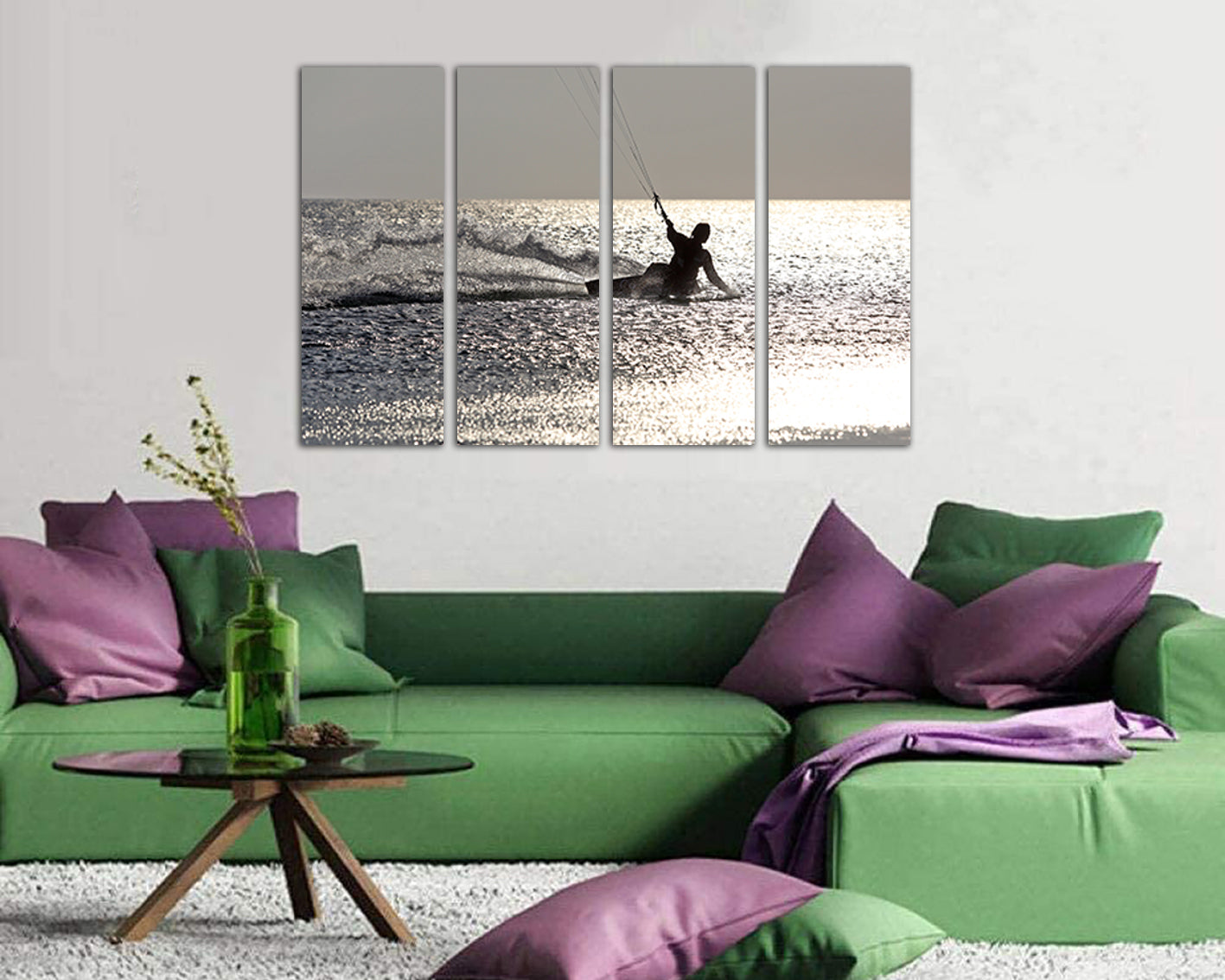 Power kite Surfboard print on canvas Surfing decor sport art Wave photo