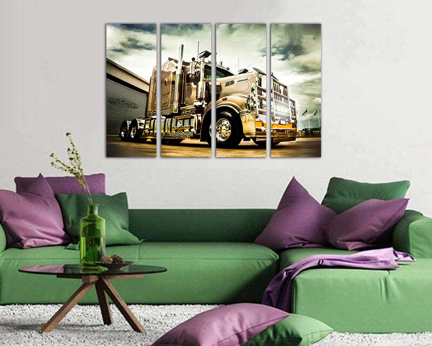 Print on canvas Semi Truck Kenworth décor Mechanism print Gift travel