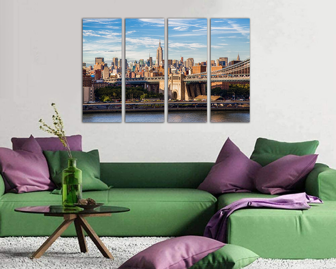 Manhattan bridge Wall art canvas New York skyline Brooklyn prints Travel decor
