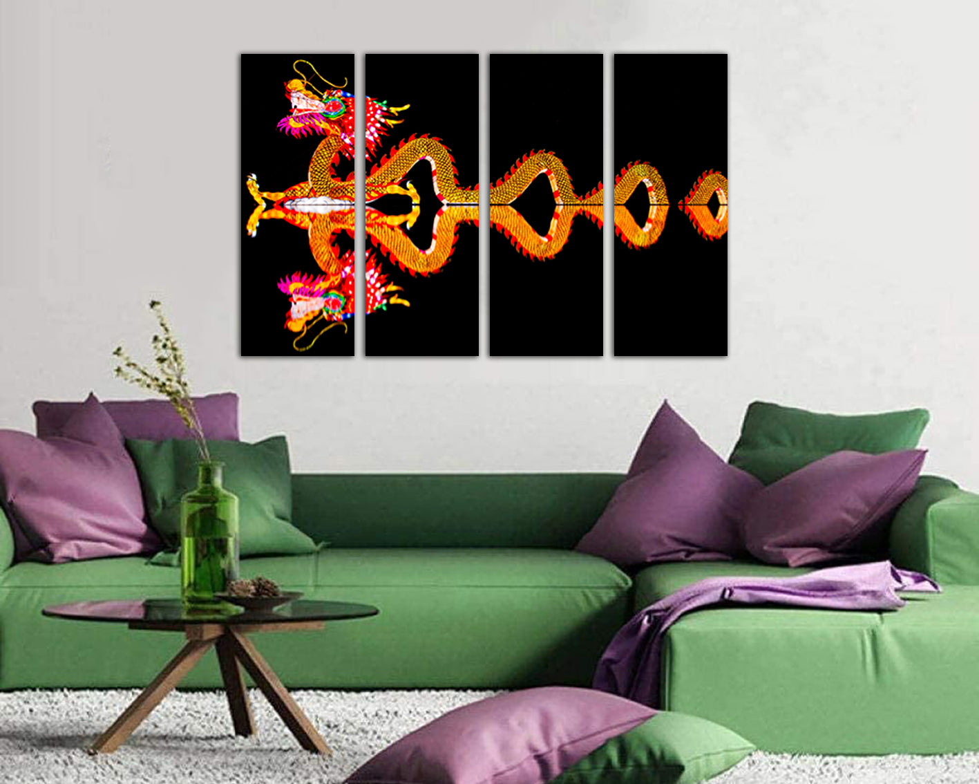 Chinese dragon canvas Japanese style Asian artwork Zodiac Zen Modern wall art Spiritual art