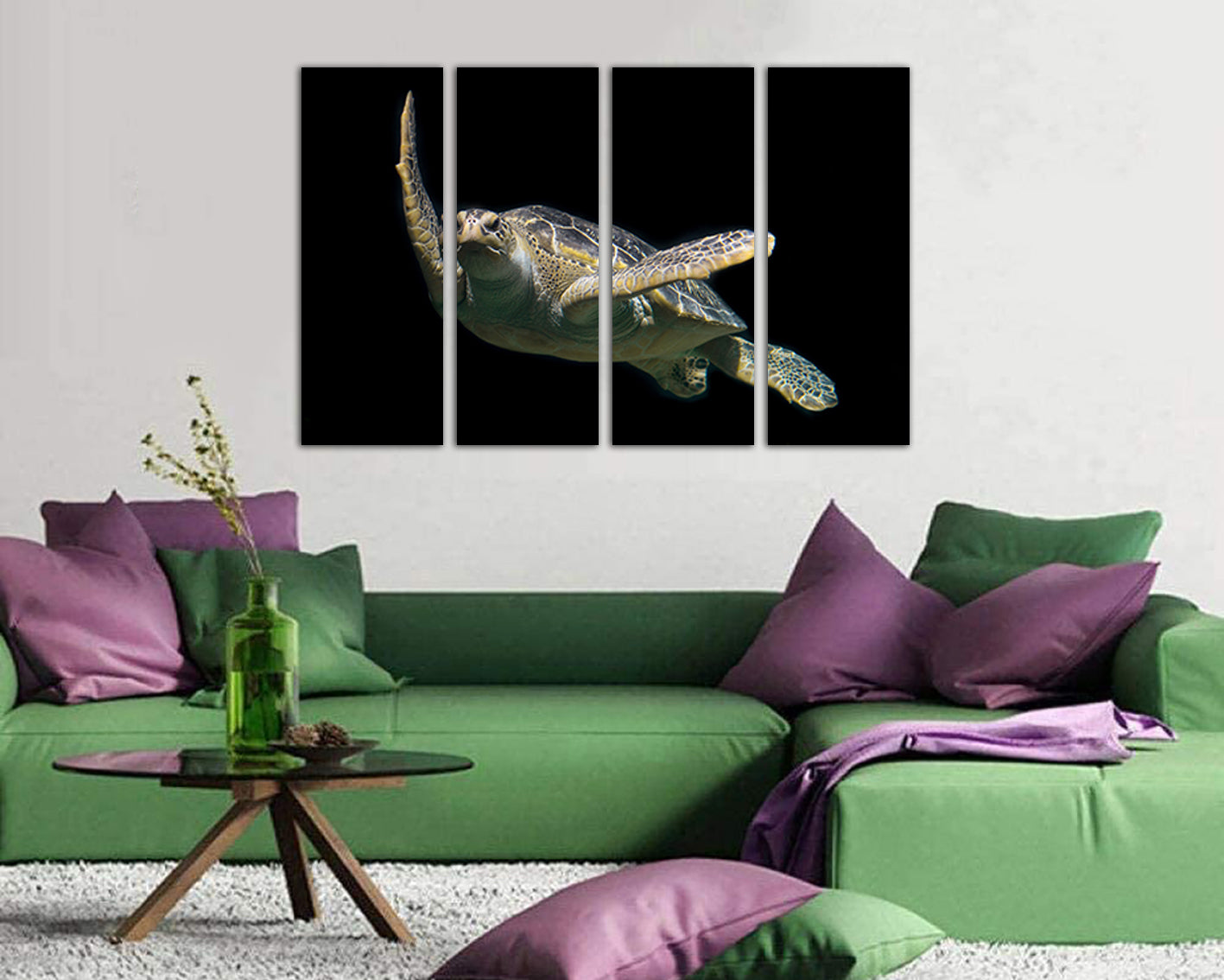 Turtle canvas Animals art Nature wall decor Gift for her Ocean print Coral home artwork