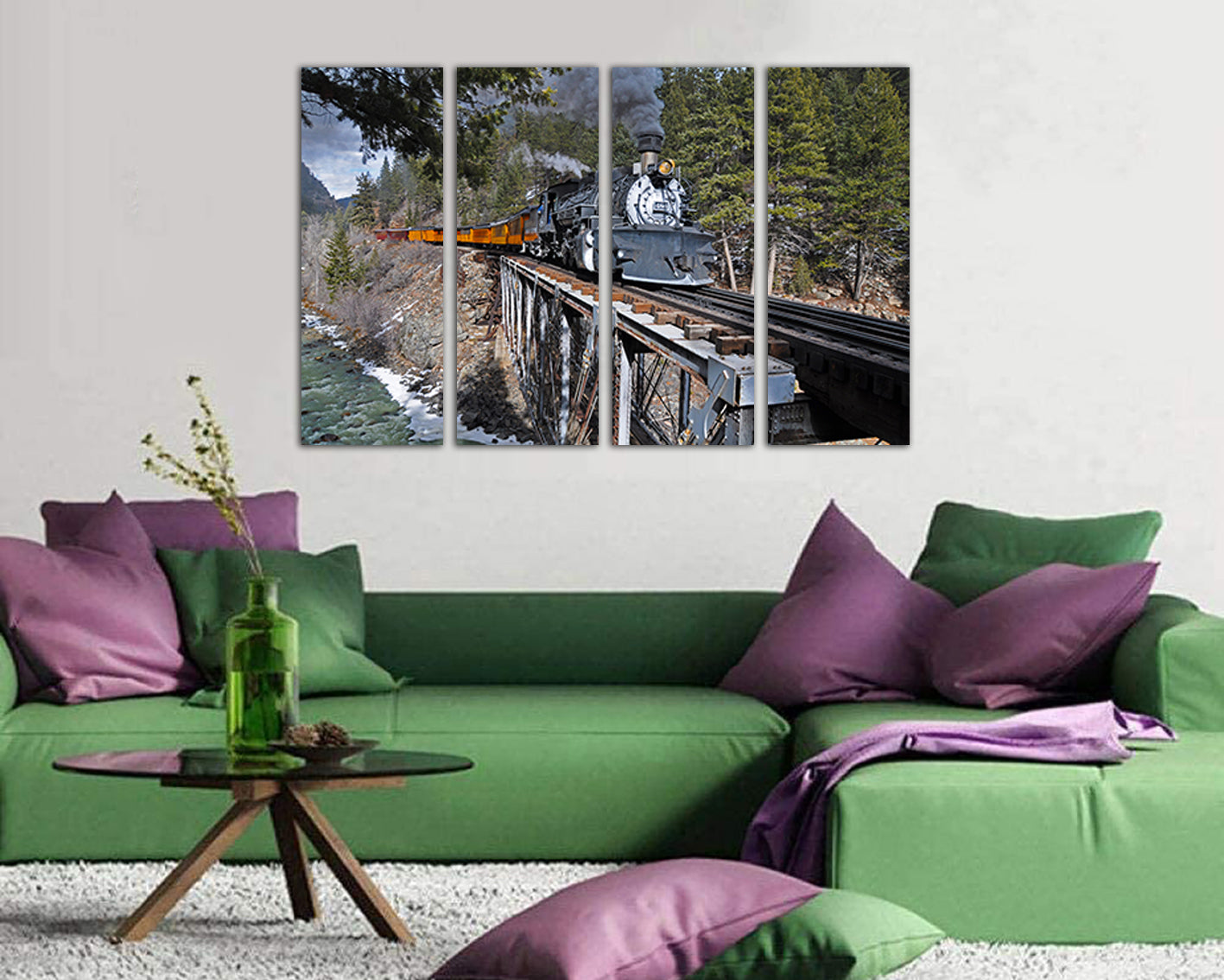 Wall art canvas Durango train Steam engine Mechanism decor Engine photo