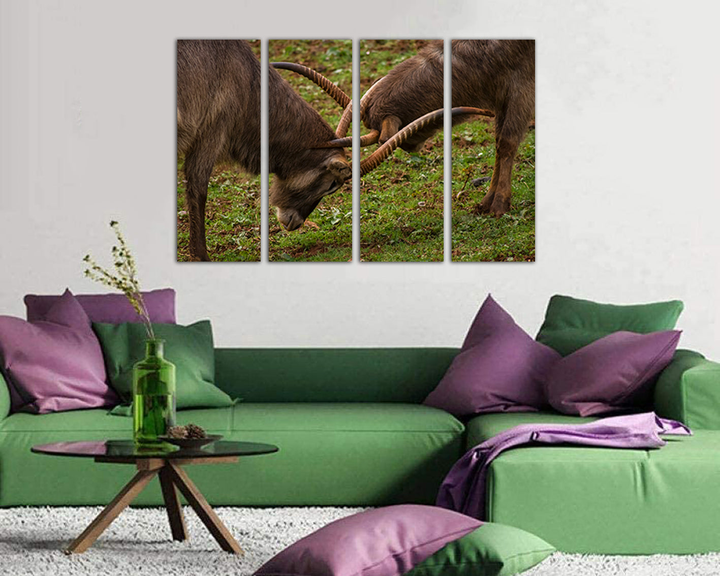 Wild goat art print Mountain goat canvas Animal decor Animal battle Goats art Goats wall decor Goat poster Wild life art Goat photo