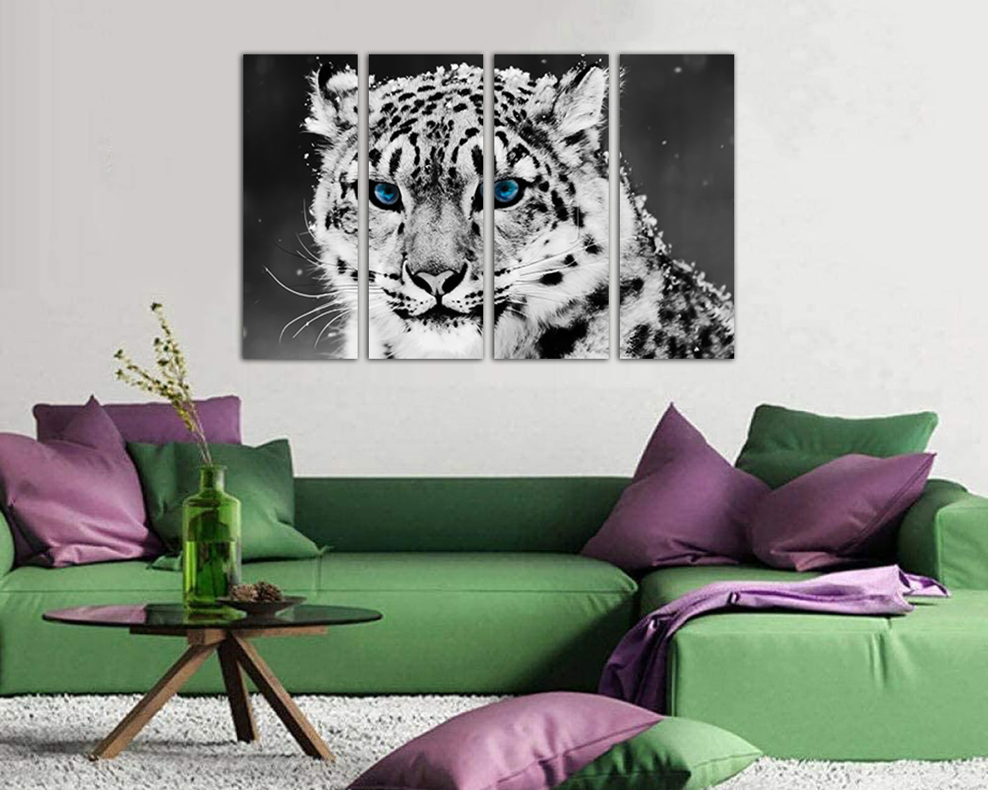 Puma animals décor Snow Leopard canvas Cat wall art print