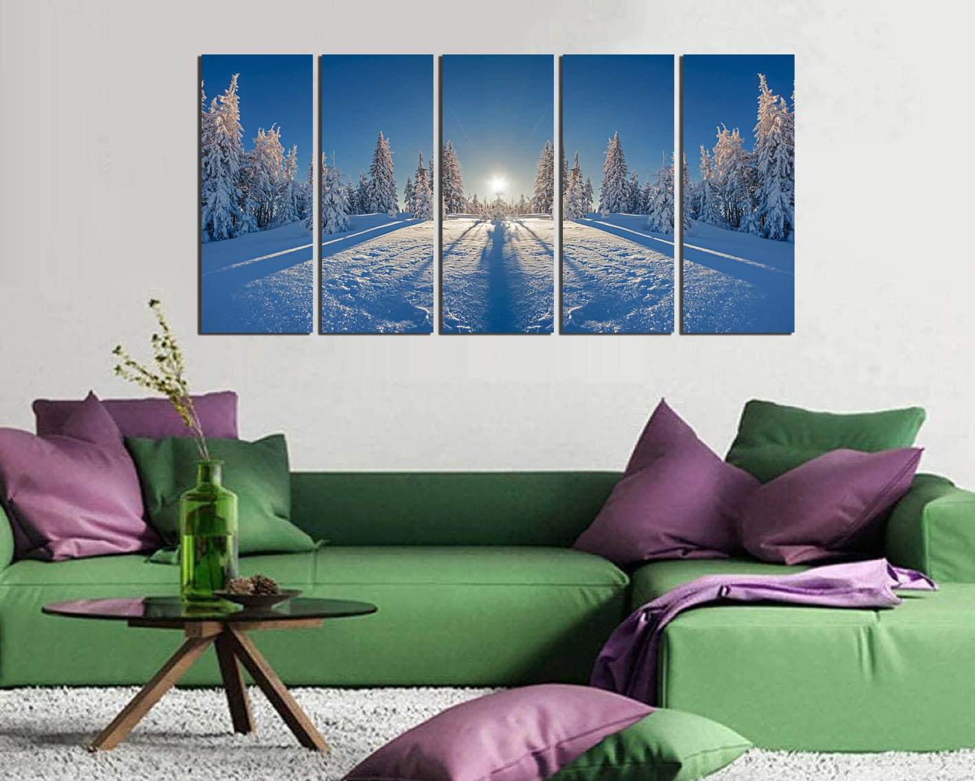 Winter forest print on canvas Snow trees nature decor ready to hang