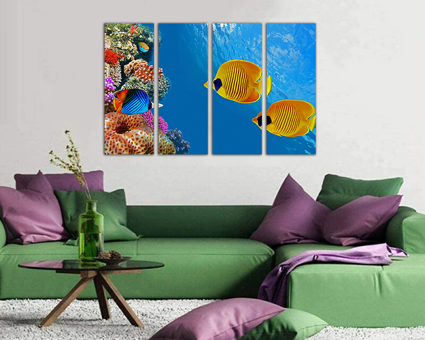 Fish print Fish canvas Fish decor Fish wall art Fish poster Ocean wall decor Sea canvas set Fishing gifts Diving Sea life Coral wall decor