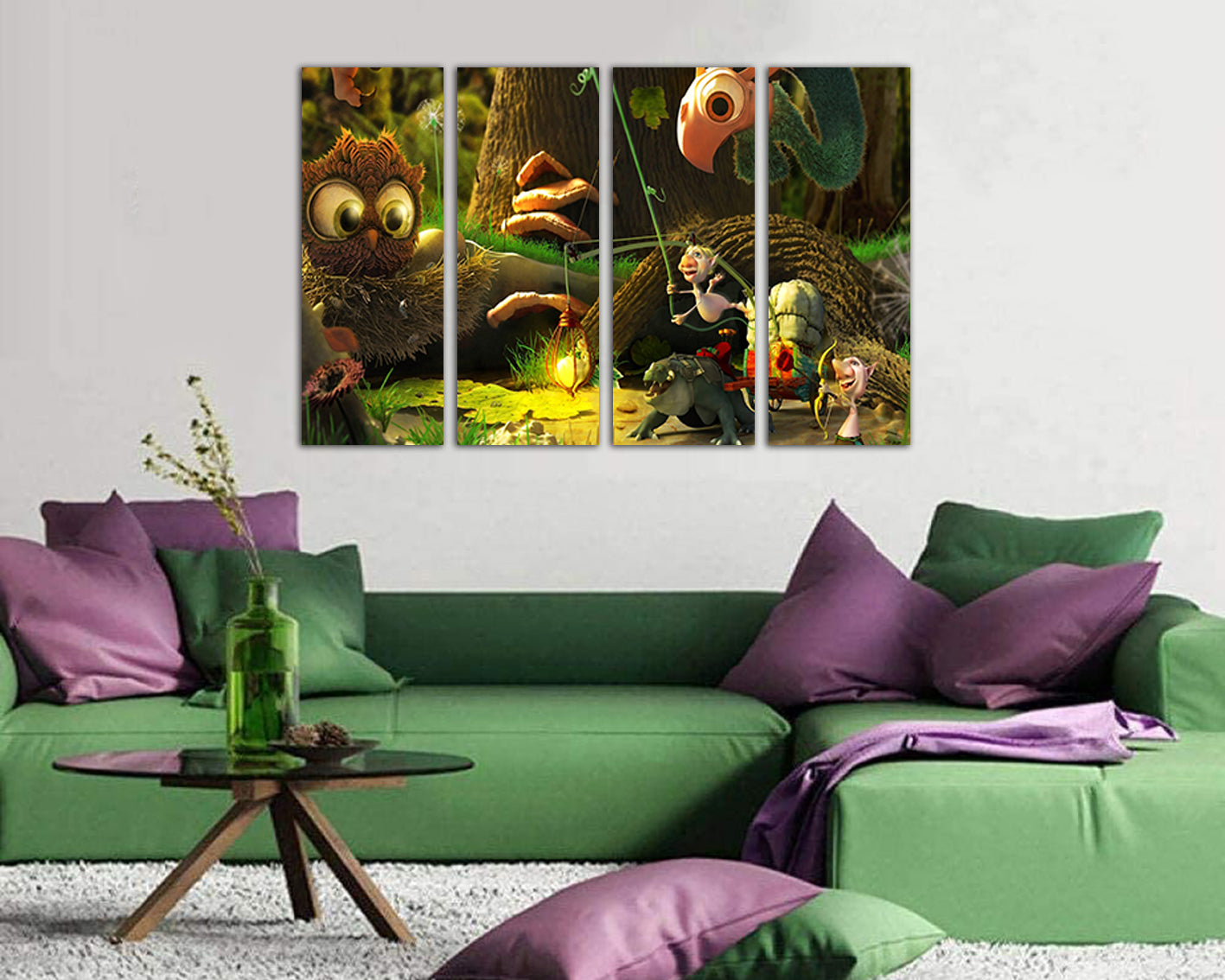 Fairy animals print Forest canvas Nursery decor Magic art kids Baby artworks Fantasy photo