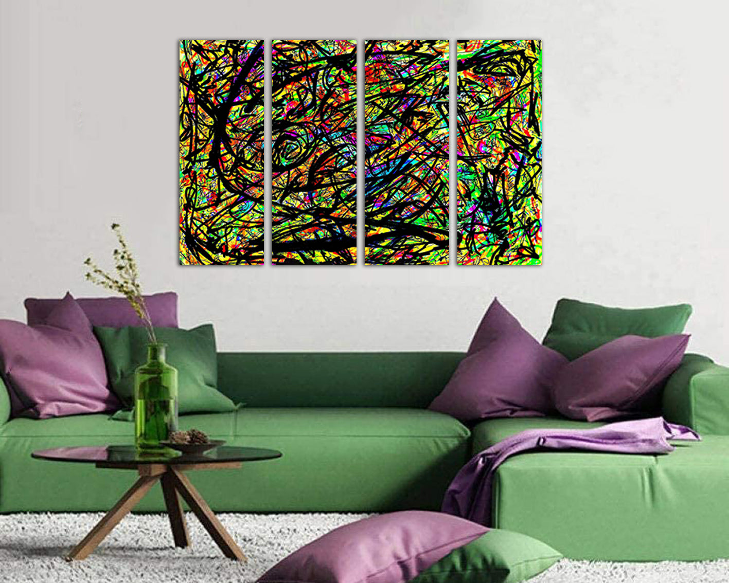 Abstraction canvas Drawing art print Abstract painting Red artwork Gift to artist Colorful wall art
