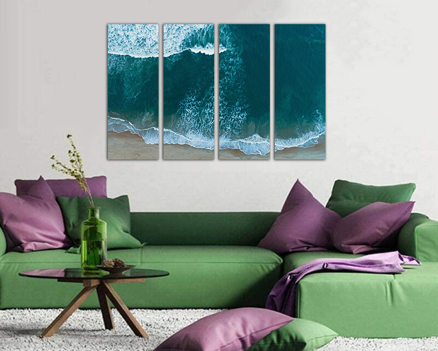 Ocean waves canvas set Water coast Landscape art Beaches nature decor
