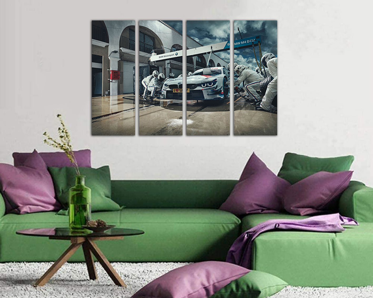 Multi panel canvas Car wall art Mechanism print Transport Muscle Automobile racing Pit stop Nursery art