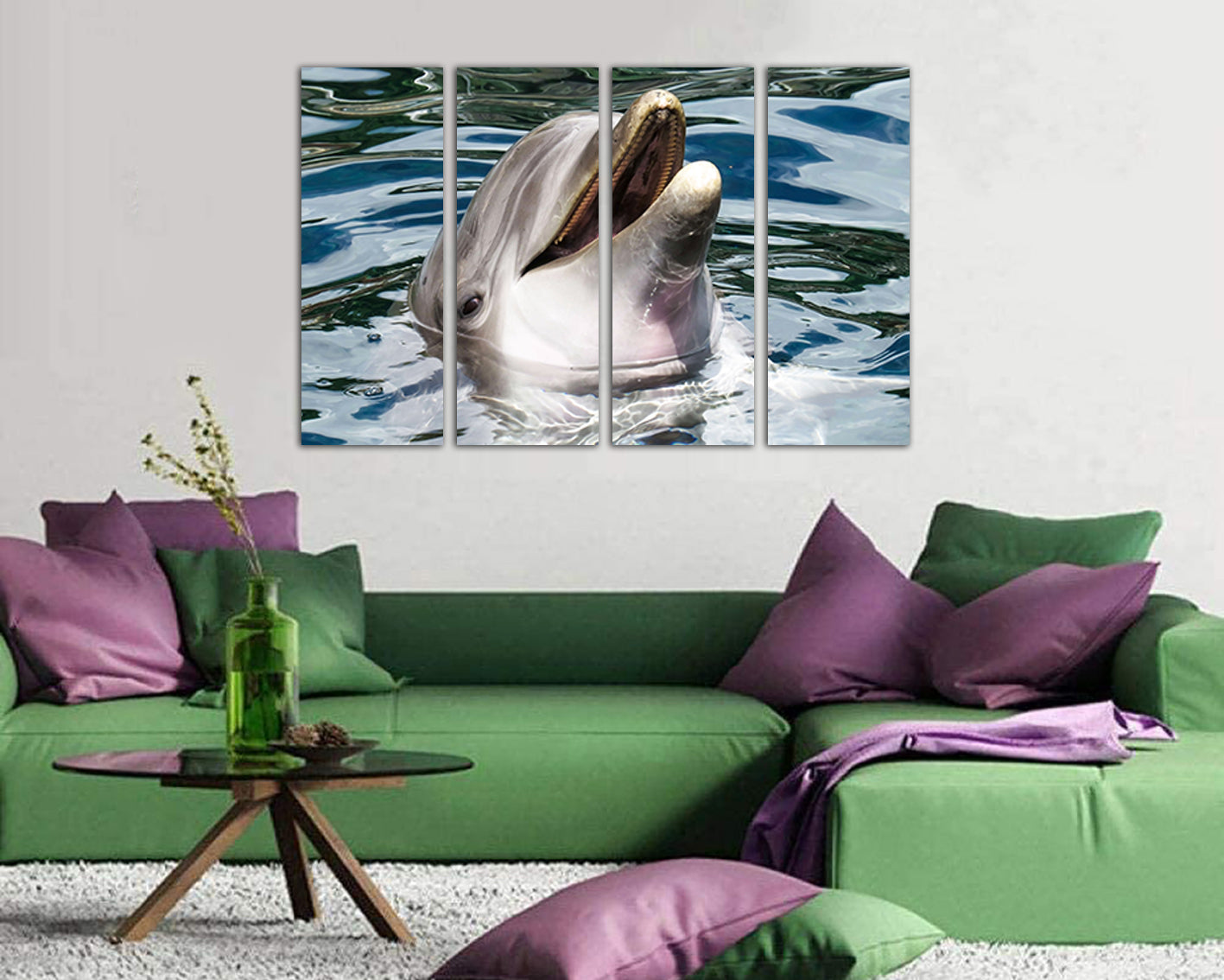 Dolphin Ocean wall art Nature canvas Animal décor Sea print
