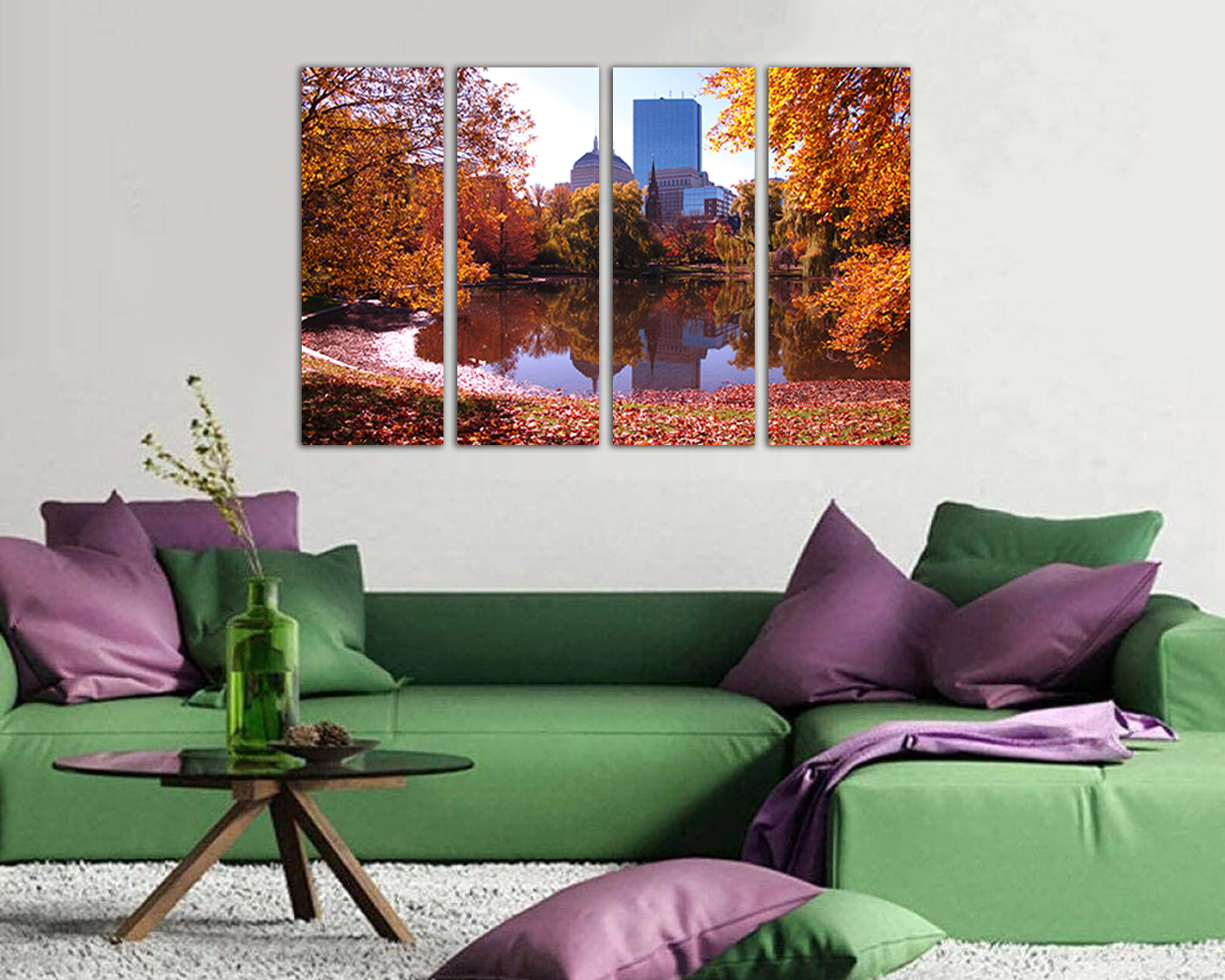 Autumn in city Boston Common Central public park canvas Massachusetts art travel decor