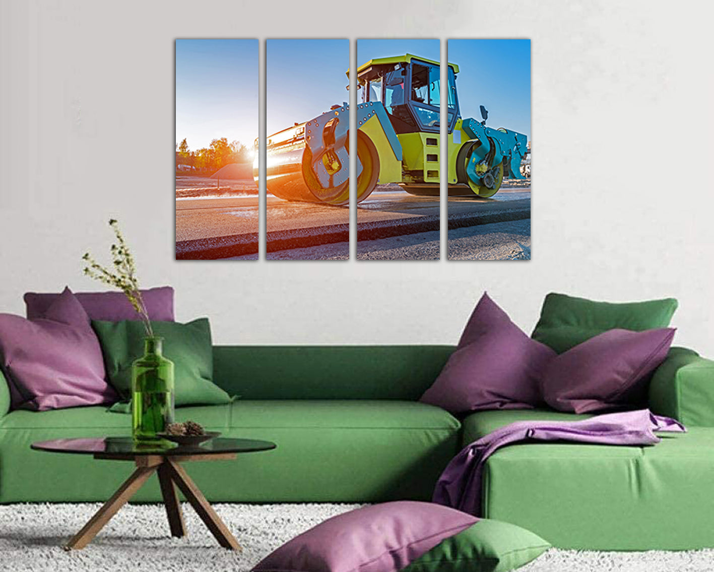 Road roller decor Truck kids canvas Machine print Mechanism prints rady to hang