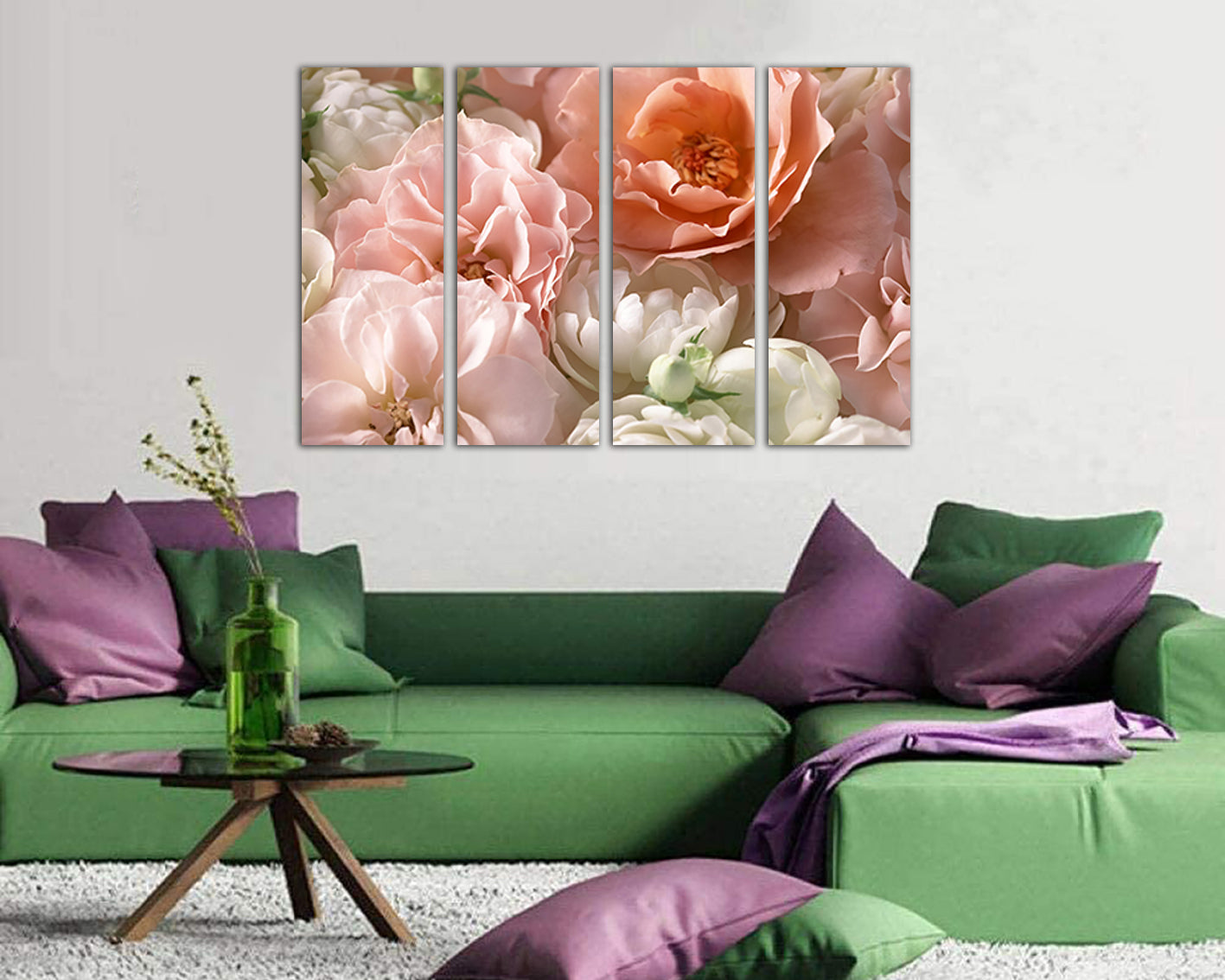 Peony canvas Red Rose wall art Pink Flowers prints Botanical decor Floral gift for woman