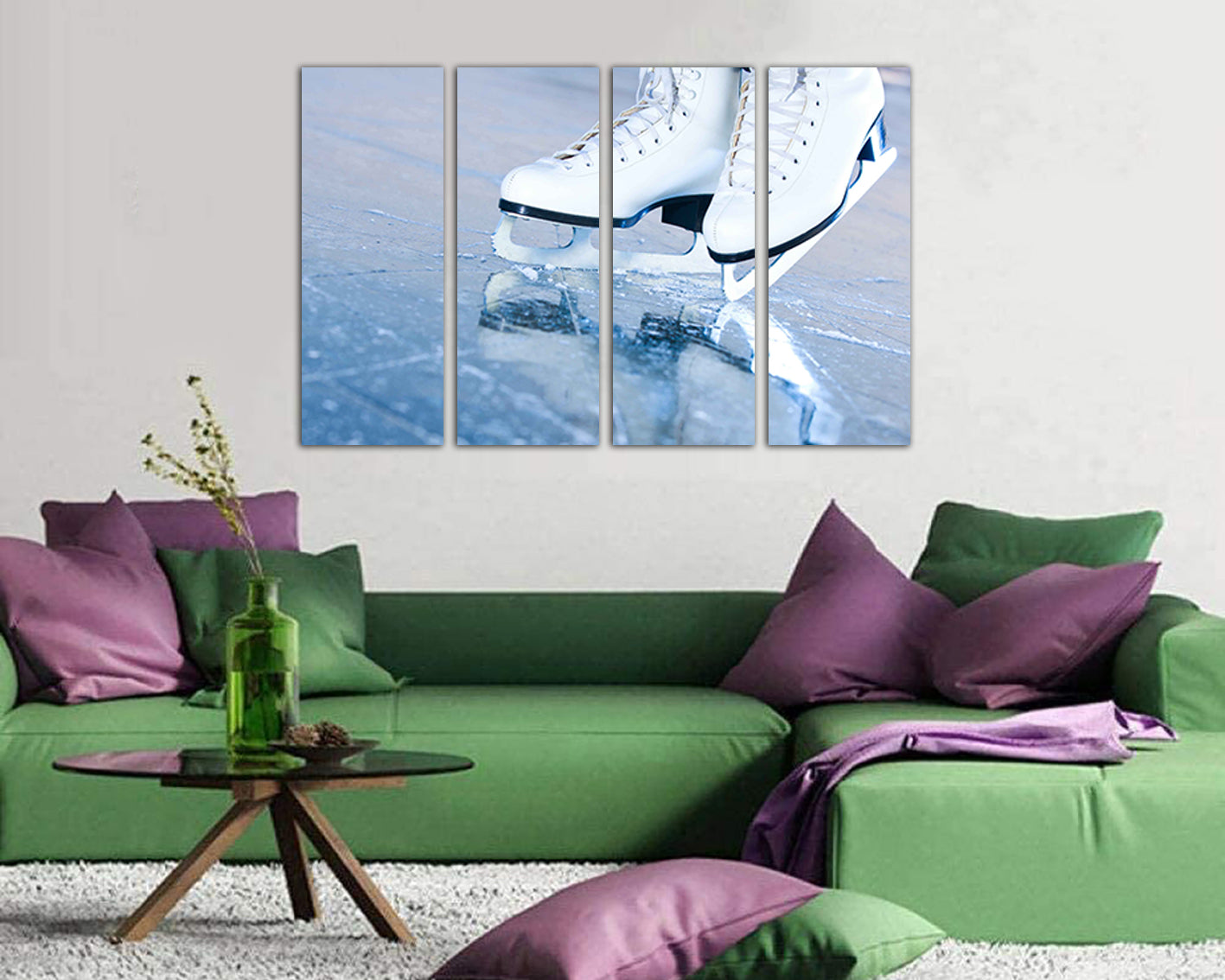Ice skate canvas Figure skating gift ready to hang