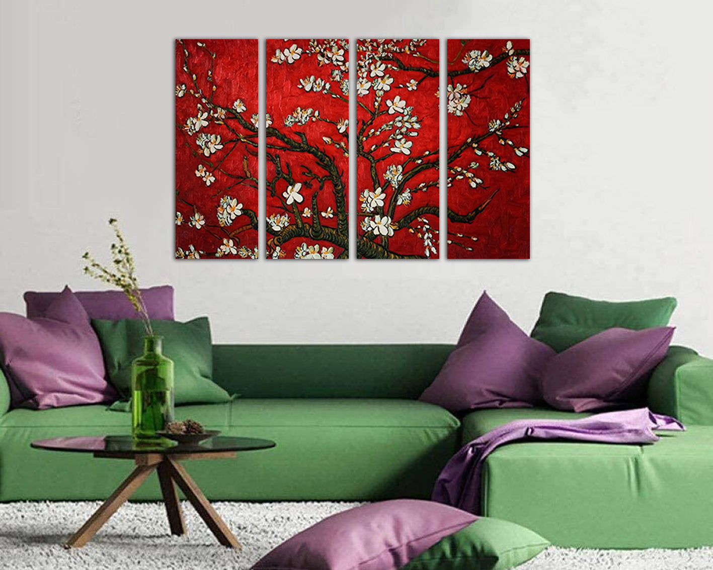 Almond blossom print on canvas Van gogh art works Flower red decor