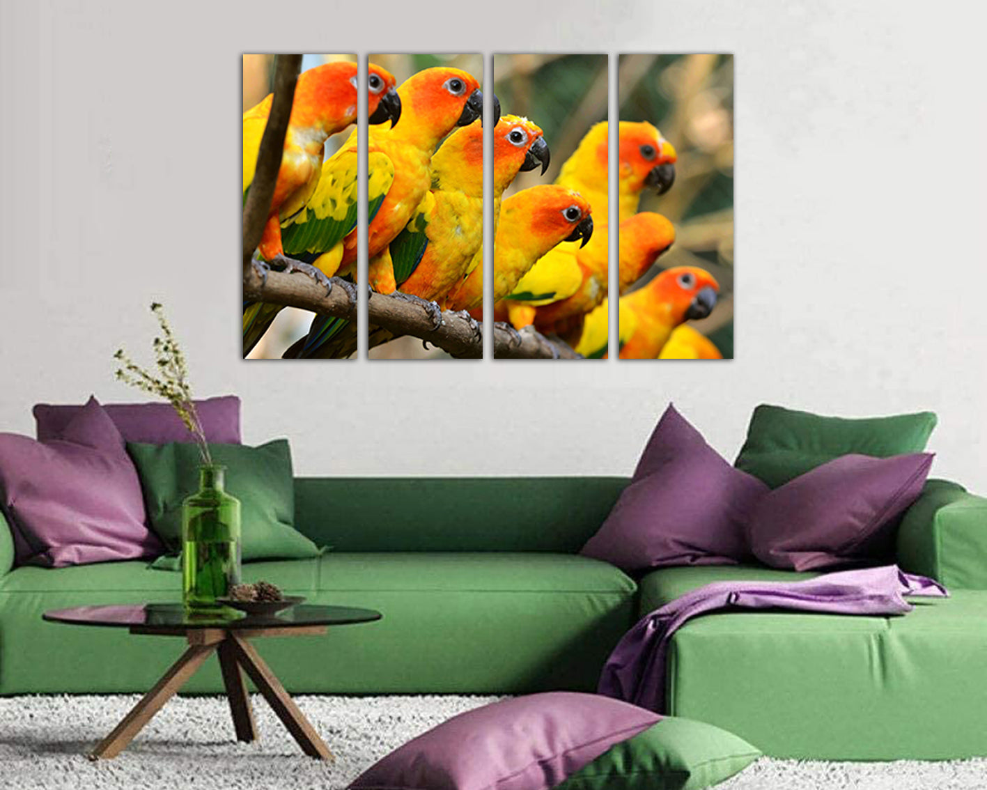 Parrot yellow canvas Cockatoo bird print Tropical animal art