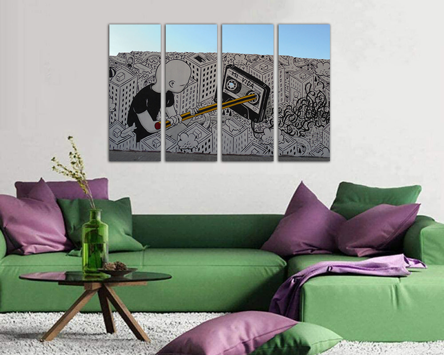 Cassette tape Wall art canvas art decor Graffiti print Music artwork Gift to musicia