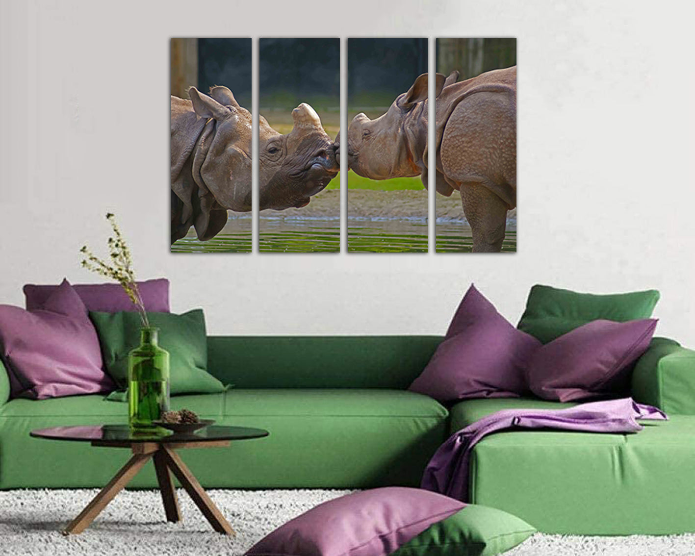 Rhinoceros print on canvas Rhino wall art Animals decor Safari photo Nursery gift